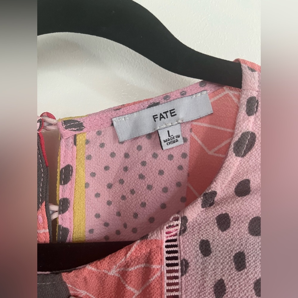 Fate Peasant Top Pink Patchwork Balloon Sleeve Bl… - image 3